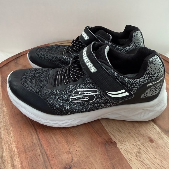 Skechers Microspec Max Kids Black Grey Size 1 US YouthSneakers 403920L - Picture 4 of 12